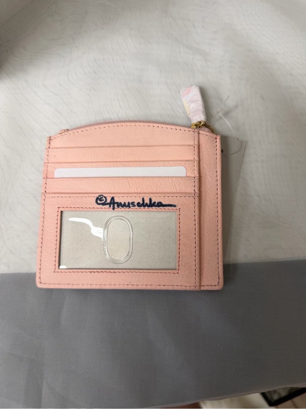 Anuschka Pink w/Flowers & Bee Print Card Holder - Picture 2 of 2